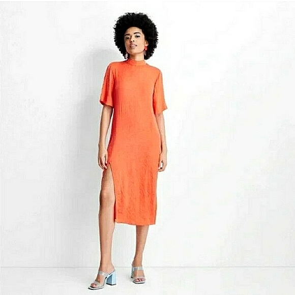 GORGEOUS GABRIELLA ORANGE MIDI DRESS NEW WITH TAGS SIZE MEDIUM - Picture 5 of 5